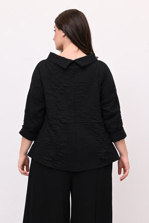 Maglia colletto goffrata - Nero