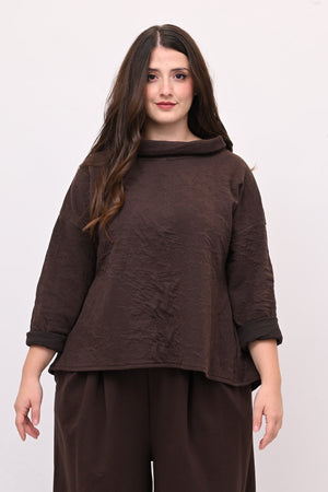 Maglia colletto goffrata - Moro