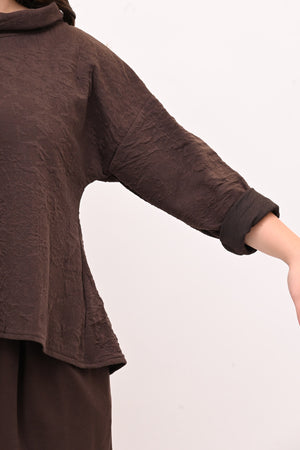 Maglia colletto goffrata - Moro