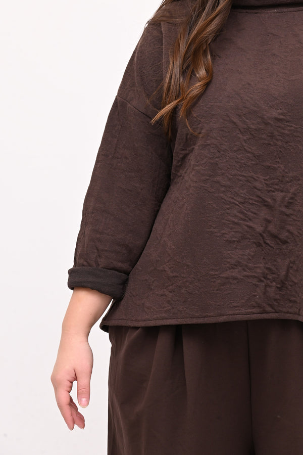 Maglia colletto goffrata - Moro