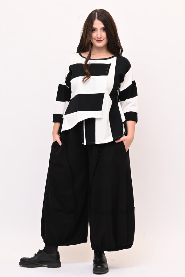 Maglia maxirighe asimmetrica - Bianco / Nero