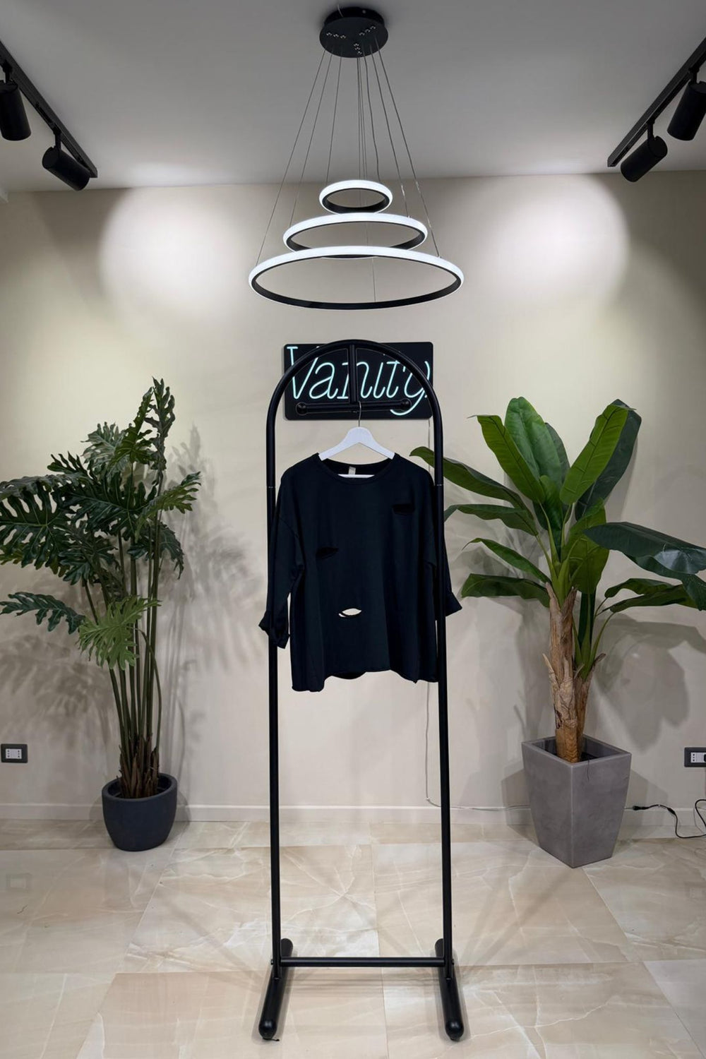 Felpa crop tagli - Nero