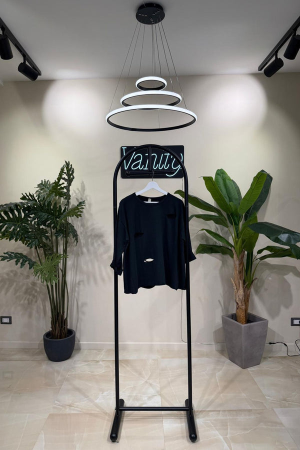 Felpa crop tagli - Nero