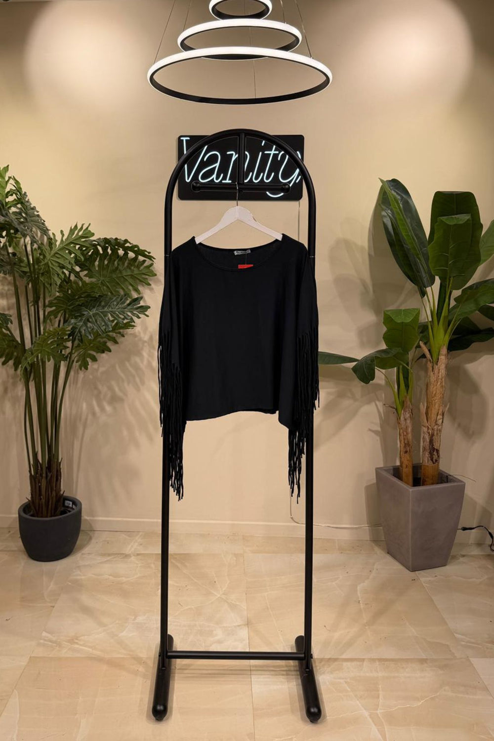 T-shirt over frange - Nero
