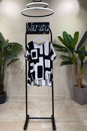 Blusa viscosa optical - Bianco/Nero