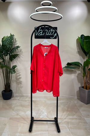 Camicia mussola over - Rosso