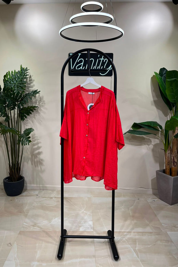 Camicia mussola over - Rosso