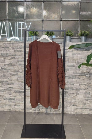 Cardigan frange maglia - Moro