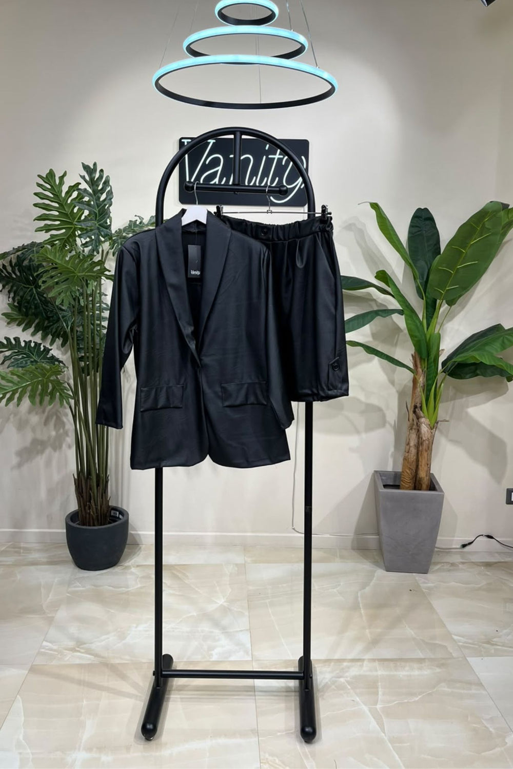 Tailleur ecopelle bermuda - Nero