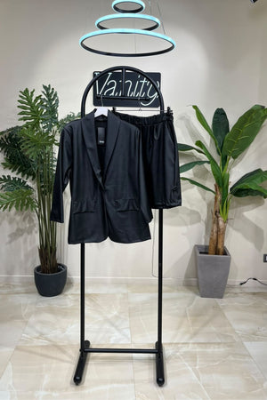 Tailleur ecopelle bermuda - Nero