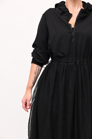 Abito cappuccio tulle - Nero