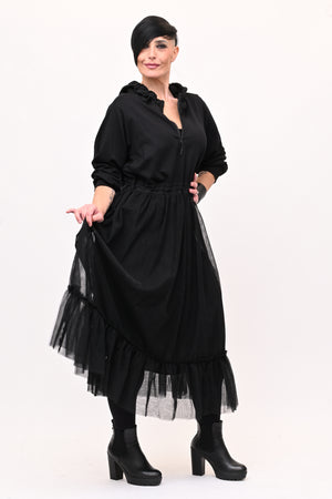 Abito cappuccio tulle - Nero