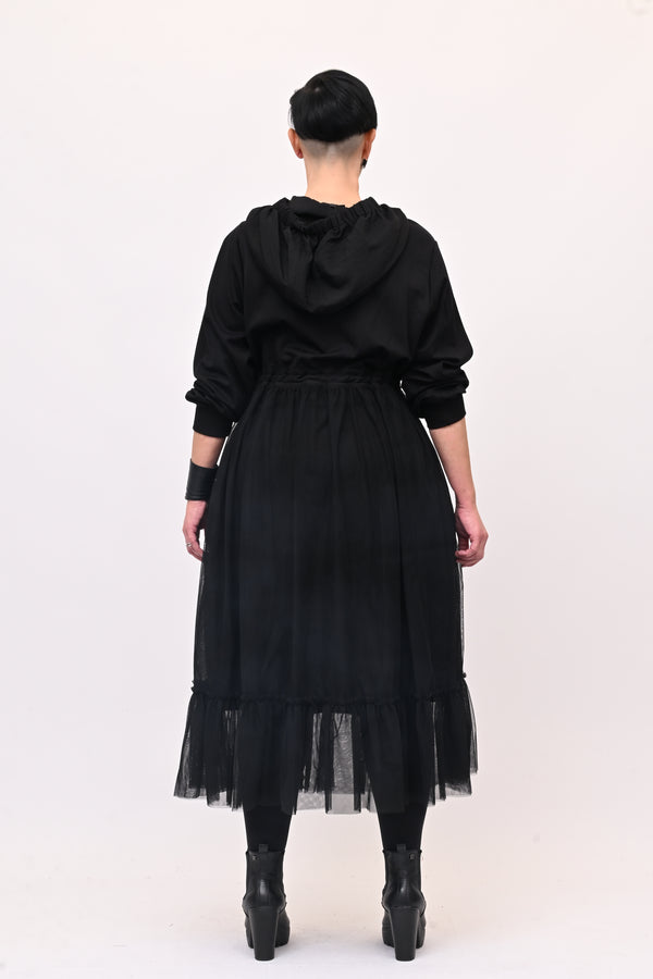 Abito cappuccio tulle - Nero