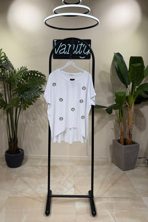 T-shirt over bulloni - Bianco