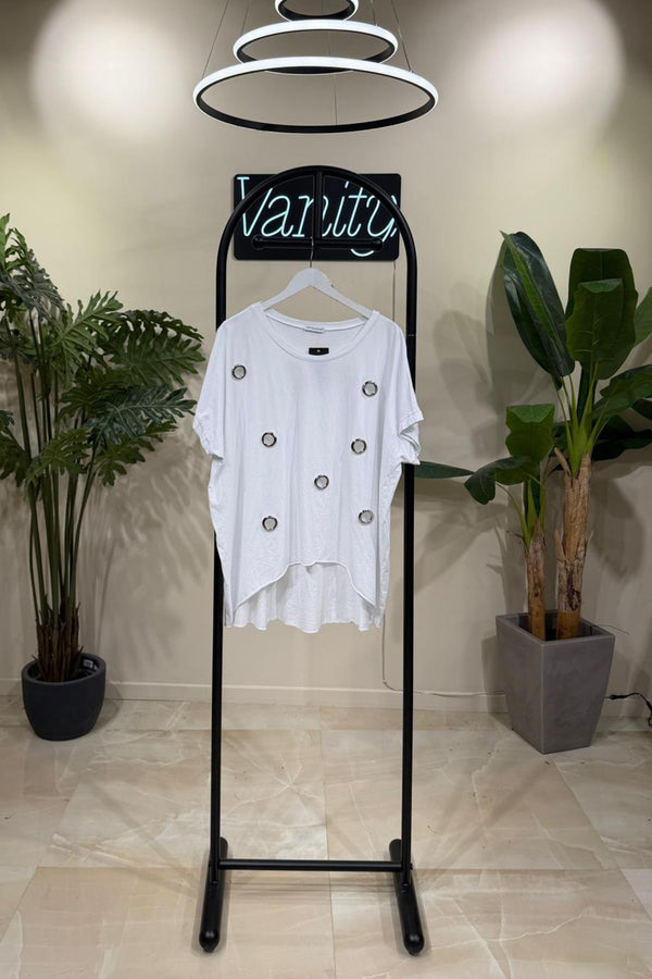 T-shirt over bulloni - Bianco