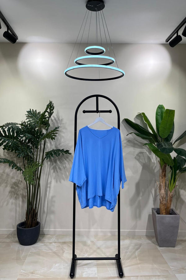 Maglia over scollo V - Cielo