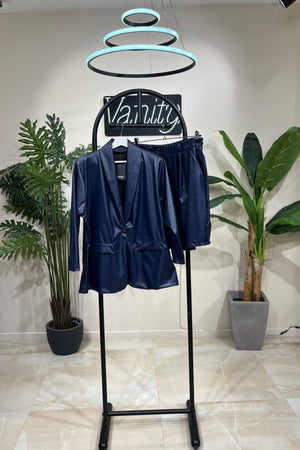 Tailleur ecopelle bermuda - Blu