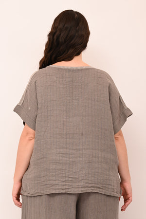 Blusa gessata paillettes - Fango