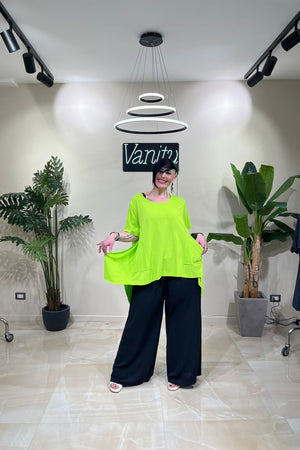 Maglia spacchi tasche - Verde acido