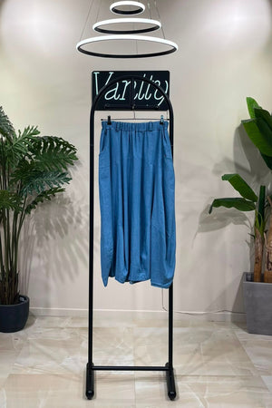 Gonna cotone tasconi - Jeans chiaro