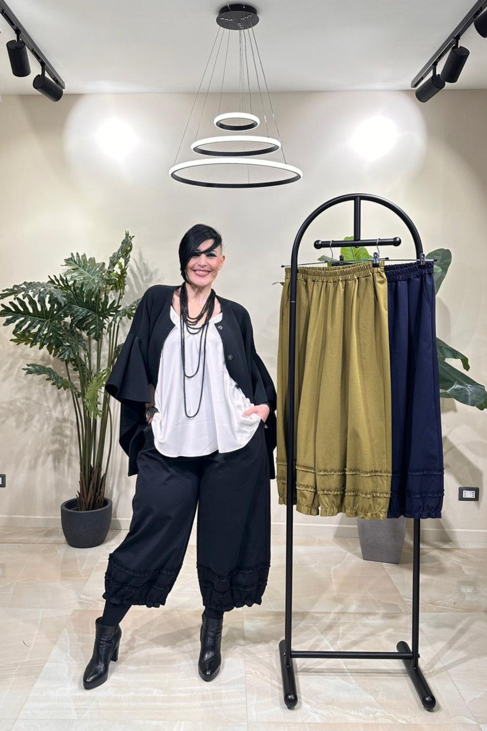 Pantalone 3 rouches - Oliva