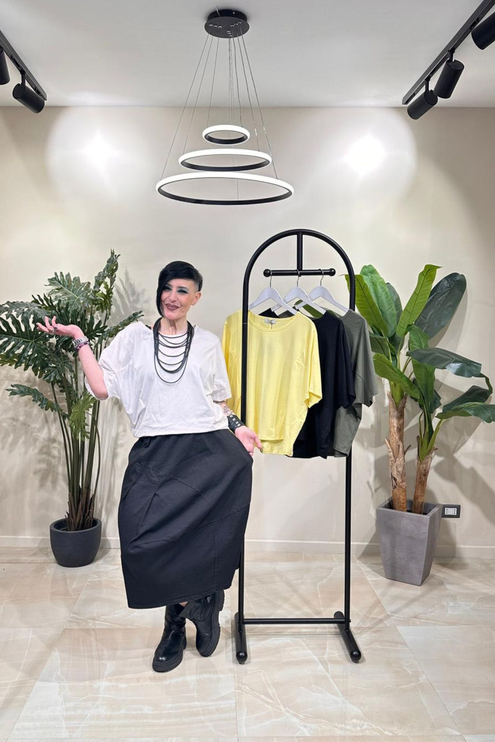 T-shirt manica pipistrello - Nero