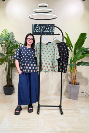 Blusa cotone pois - Verde salvia