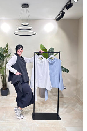 Gilet tasca punta - Celeste polvere