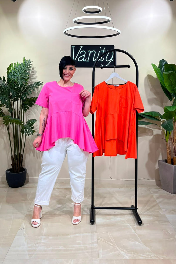 Blusa ruota taschino - Fuxia