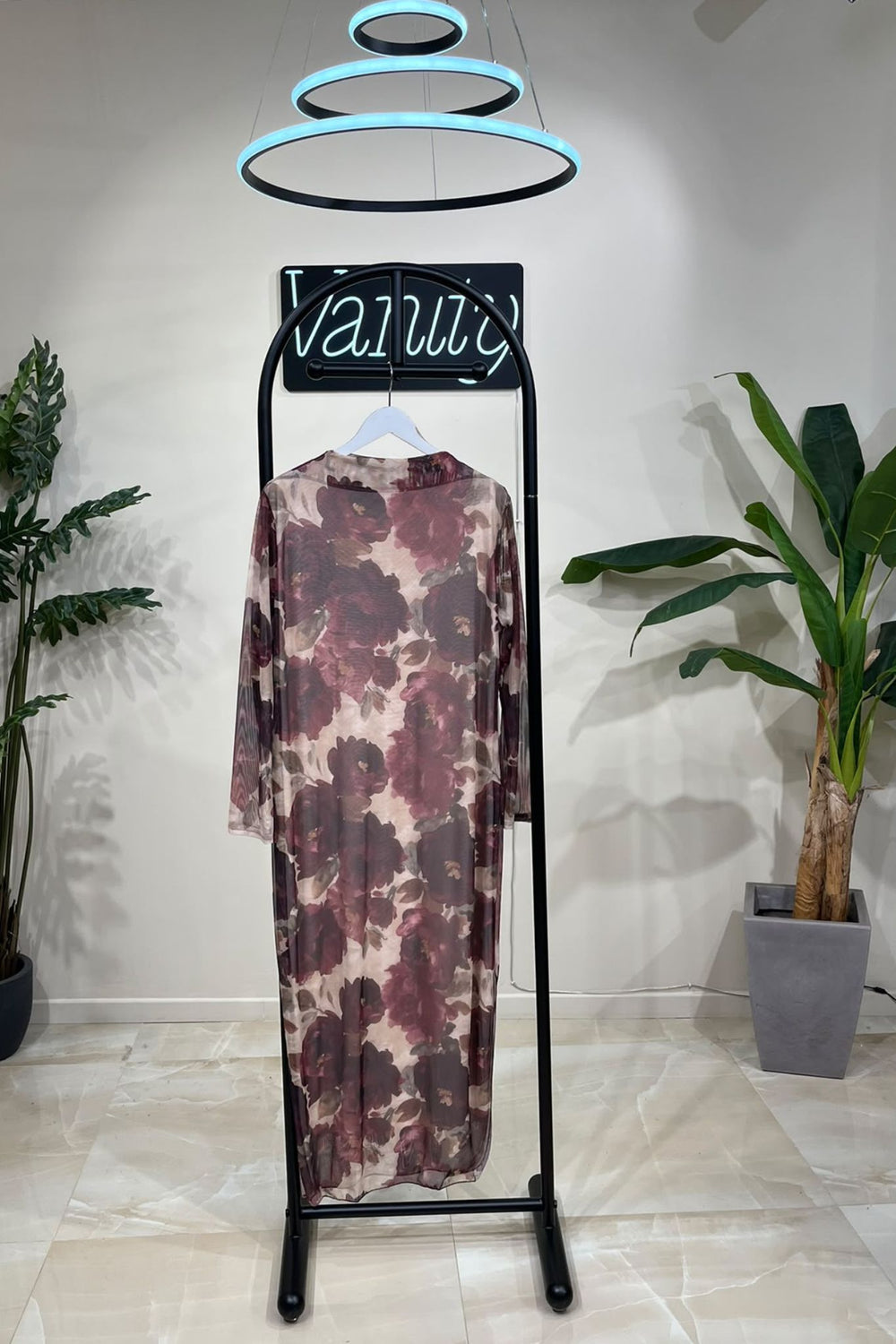Abito tulle lungo fantasia - Vino
