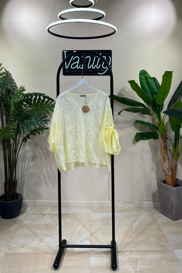 Blusa sangallo maltinta - Limone