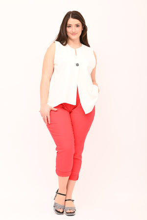 Gilet senza collo bottone - Bianco