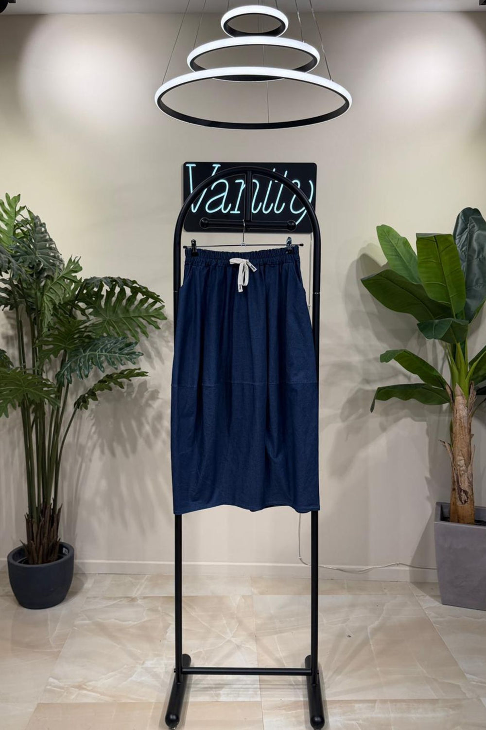 Gonna Jeans Ovetto Laccio - Jeans scuro