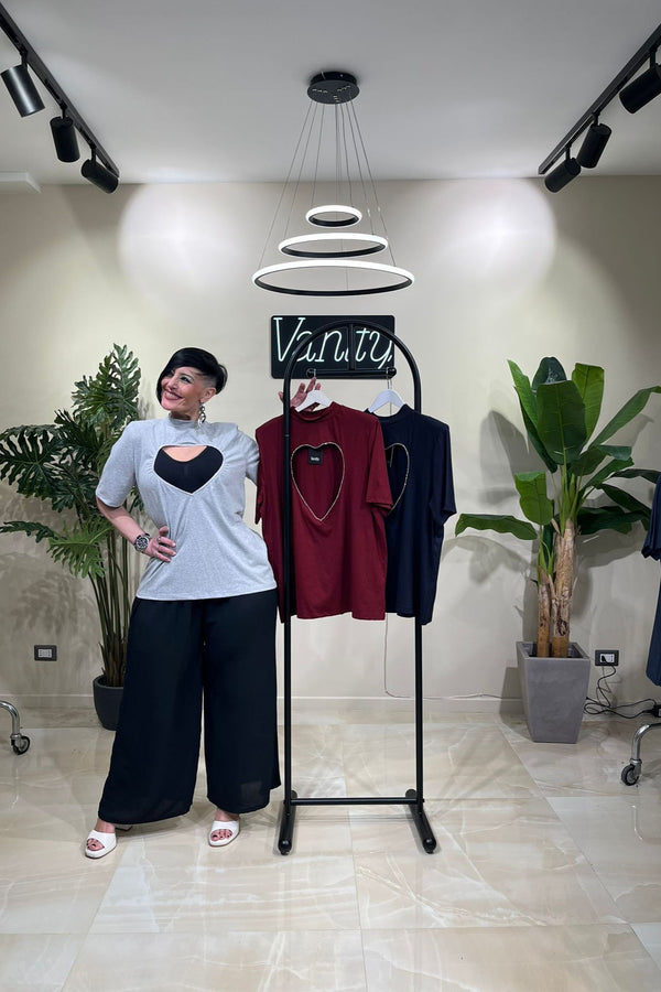 Maglia cuori strass - Grigio sport