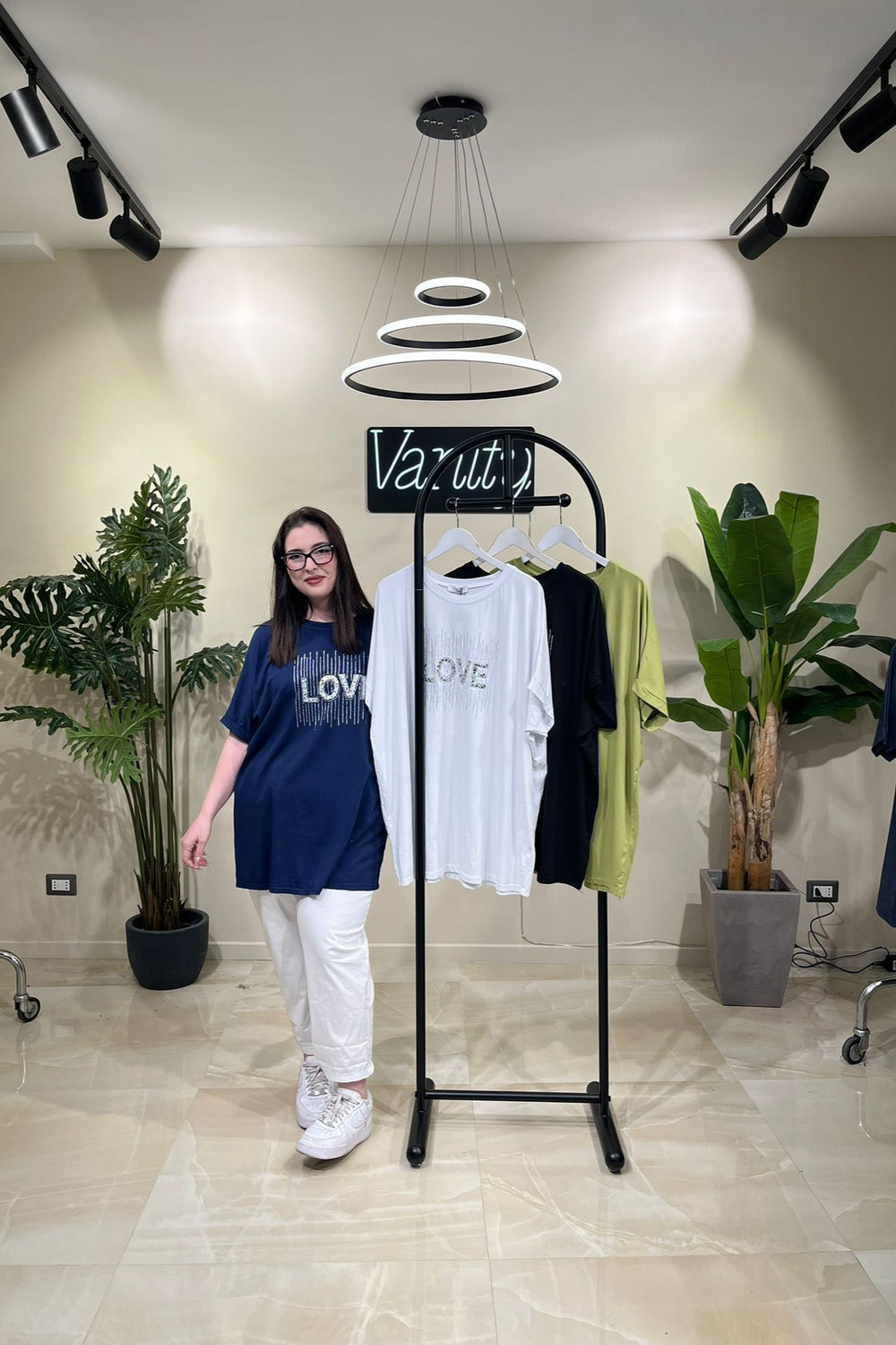 T-shirt LOVE strass - BLU