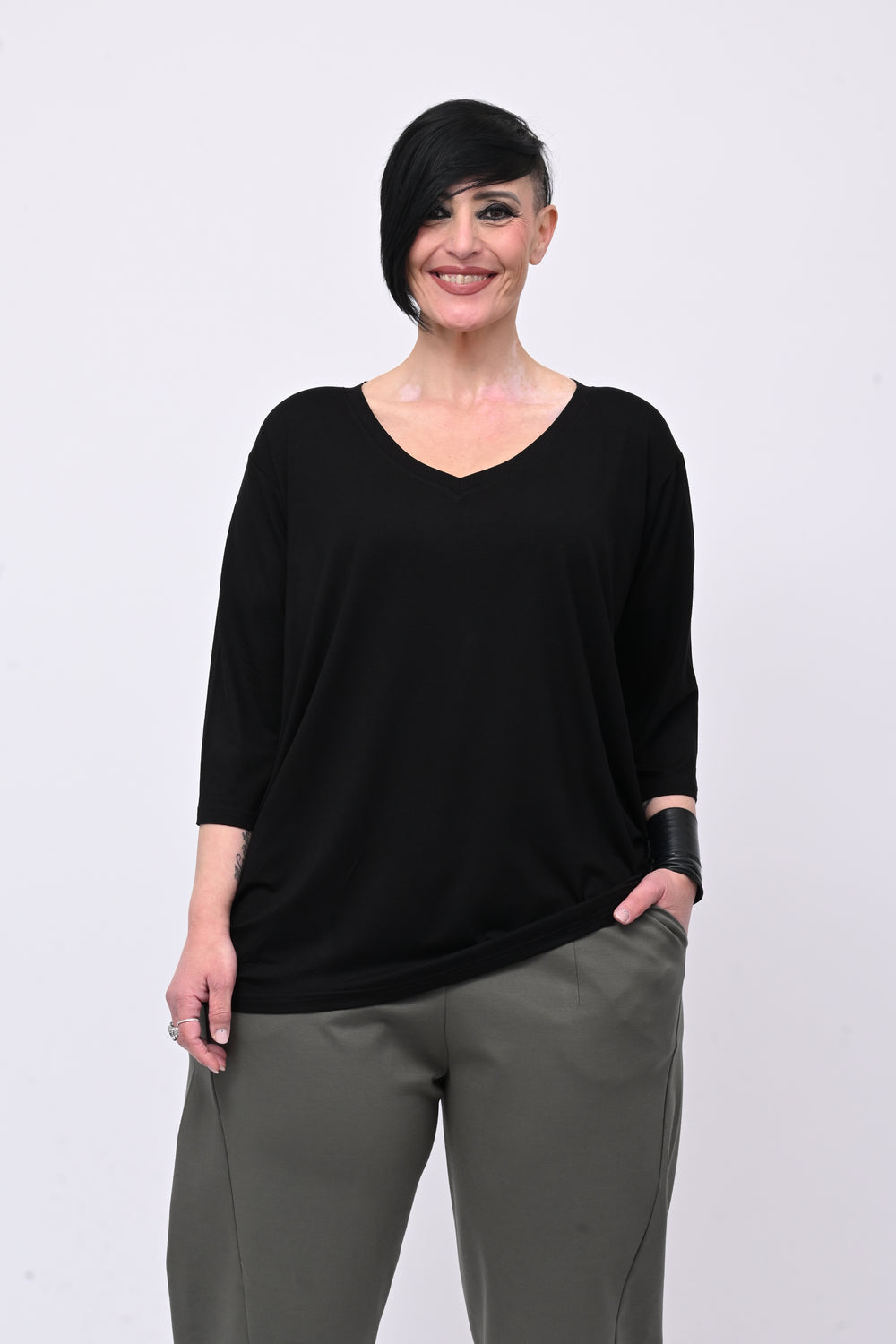Maglia ovetto viscosa - Nero
