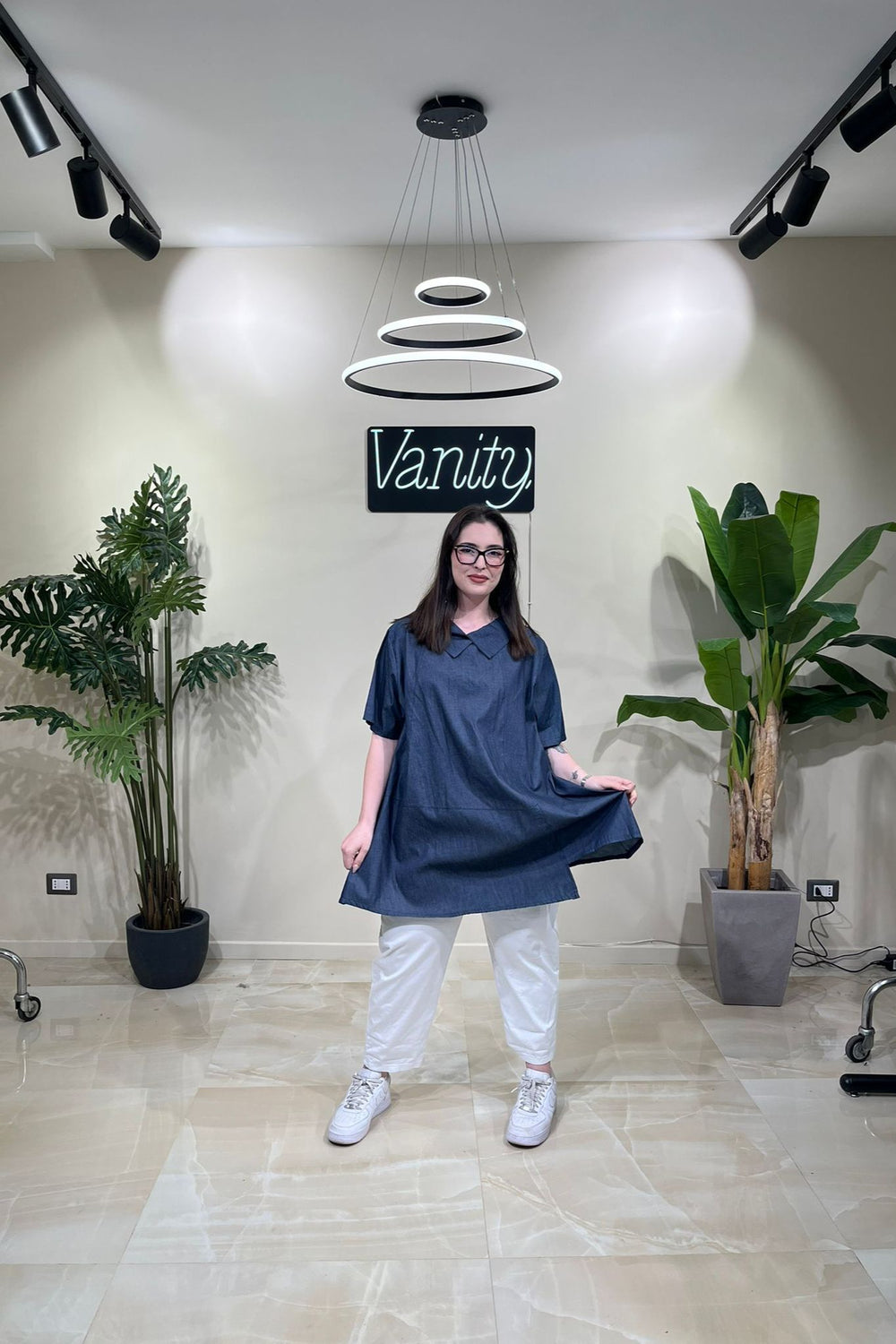 Blusa chambrye colletto - Jeans