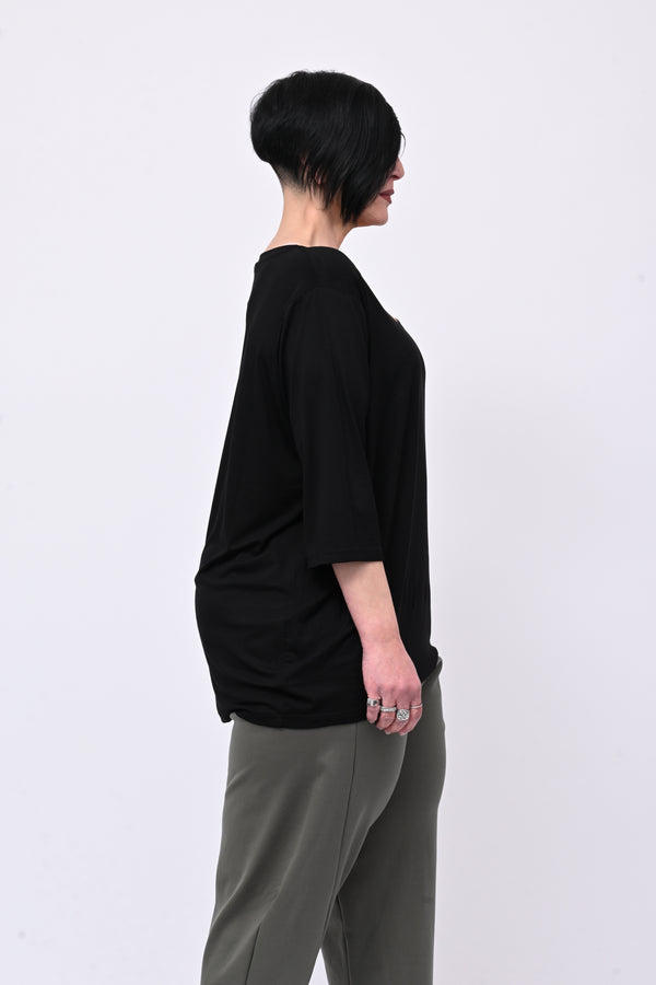 Maglia ovetto viscosa - Nero