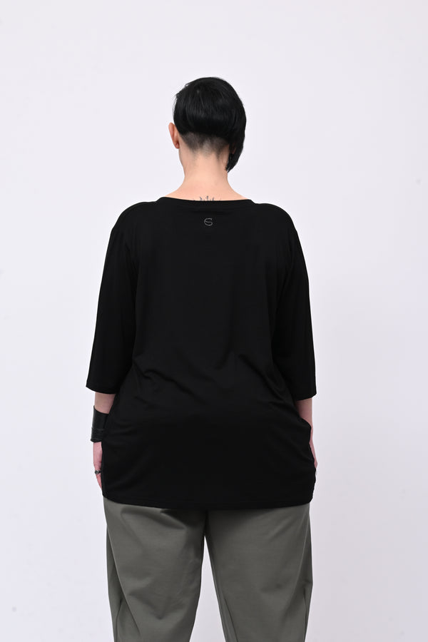 Maglia ovetto viscosa - Nero