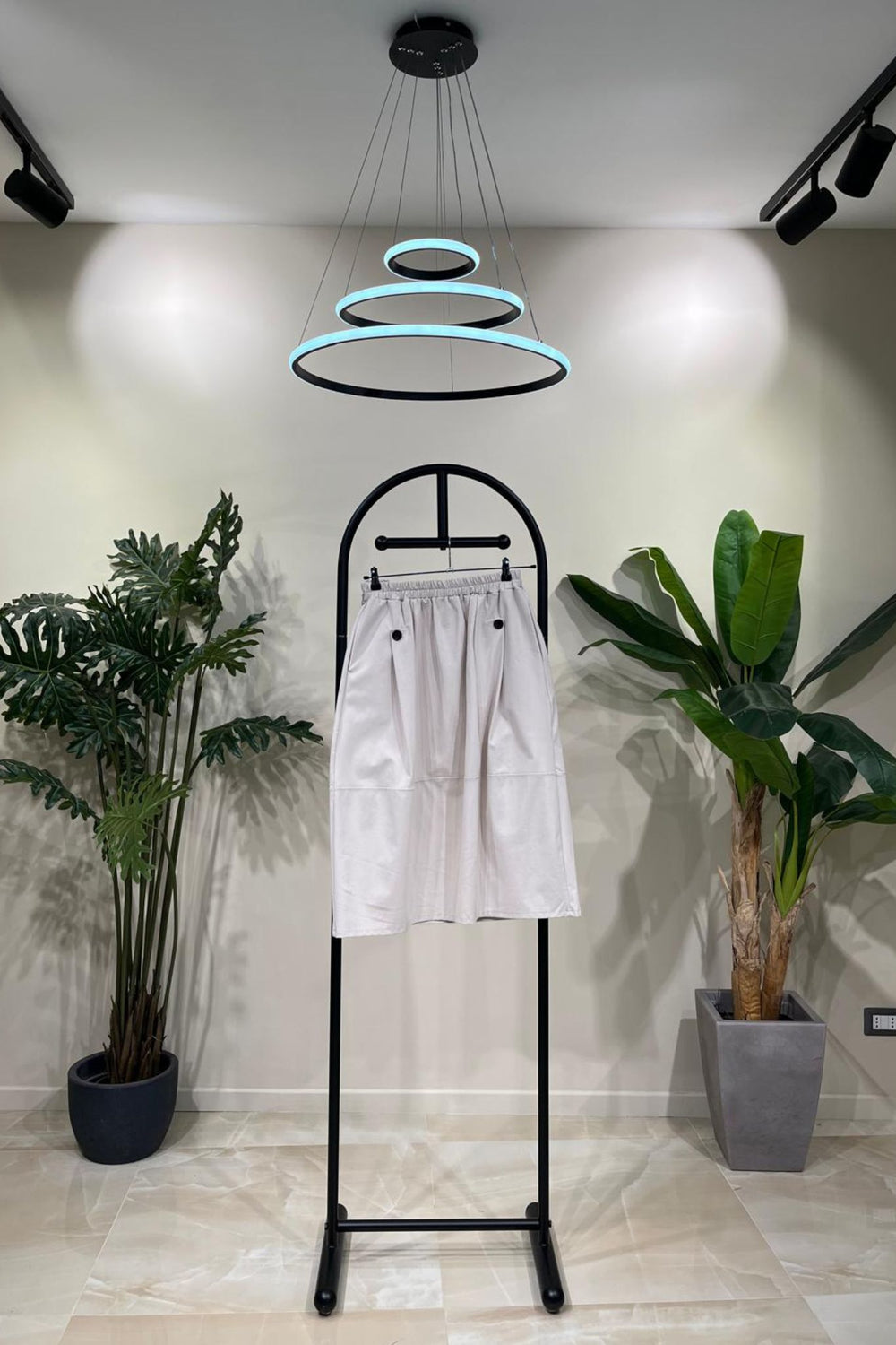 Gonna punto milano bottoni - Beige