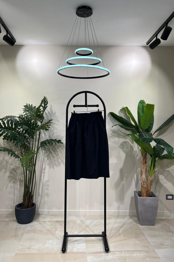 Gonna punto milano bottoni - Nero