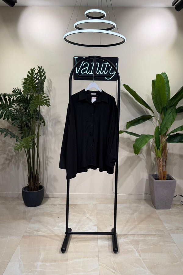 Camicia over viscosa - Nero