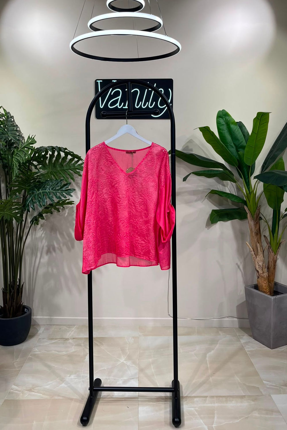Blusa sangallo maltinta - Fragola
