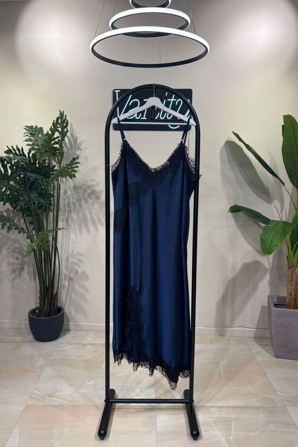 Abito raso pizzo - Blu