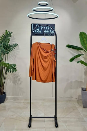 Maglia monospalla spilla - Ruggine