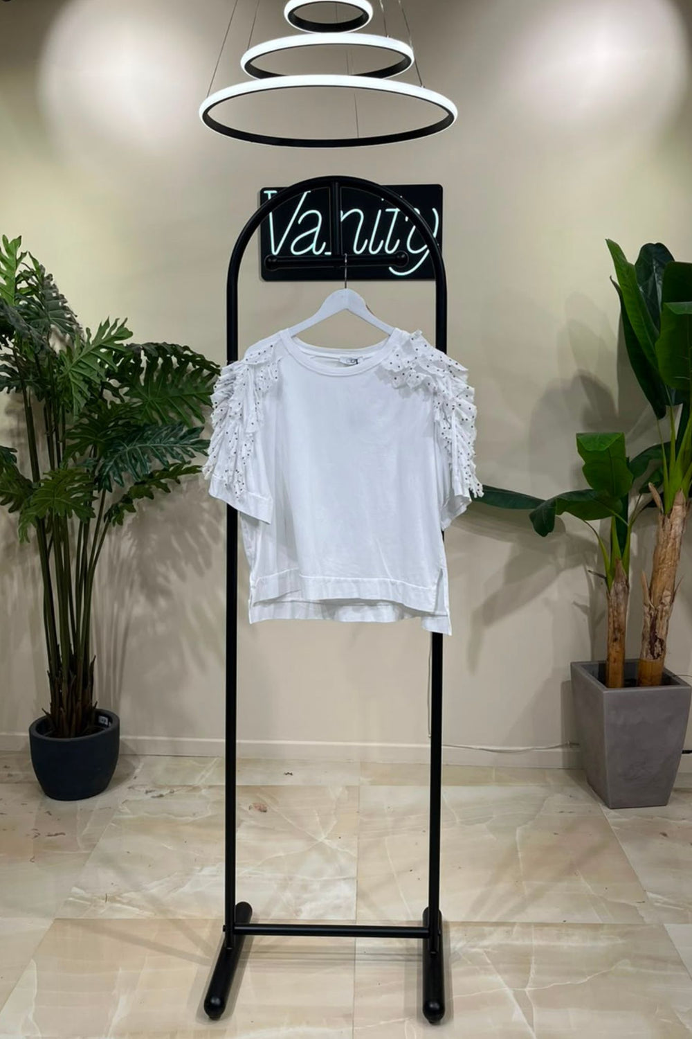Maglia fru fru pois - Bianco