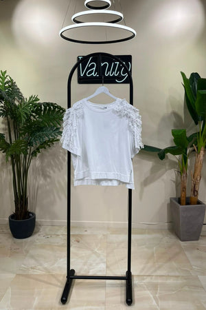 Maglia fru fru pois - Bianco