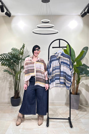 Camicia organza righe - Moro