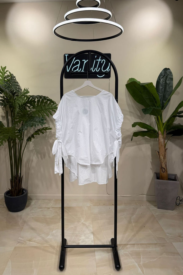 Blusa popeline laccio - Bianco