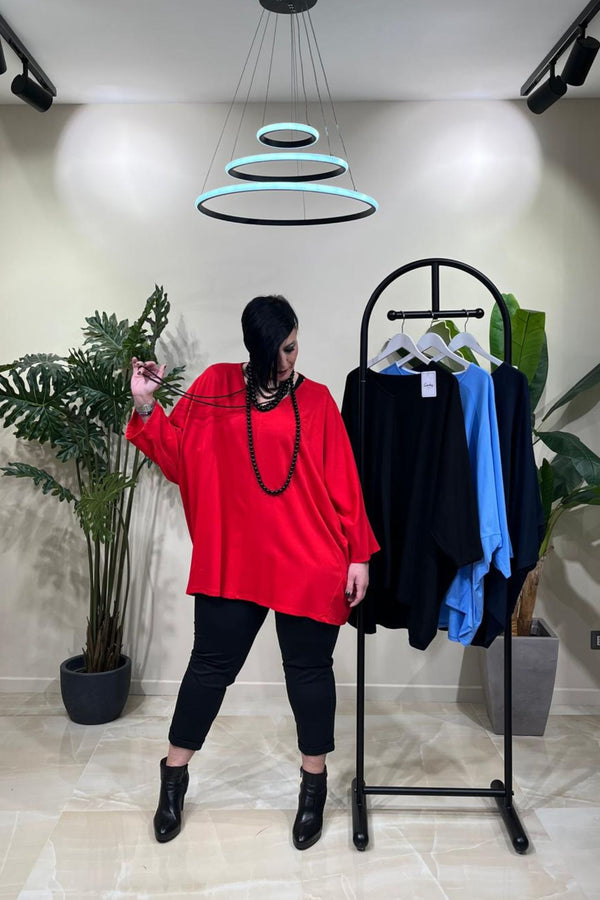 Maglia over scollo V - Blu